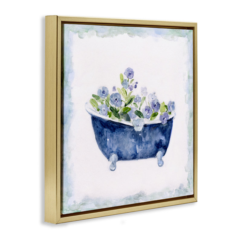 Charmantes fleurs de baignoire bleues, Or, H 18 po x l 18 po