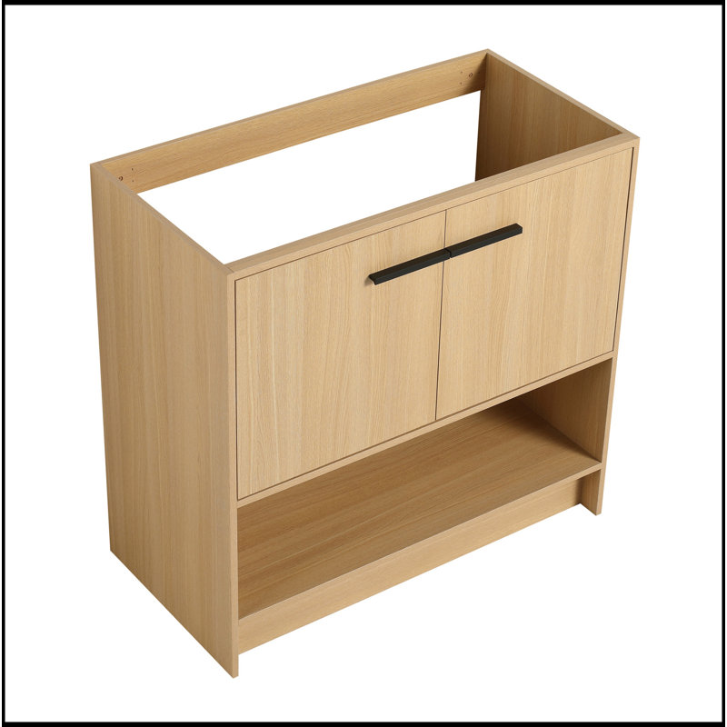 Meuble-lavabo sur pied 36 po, 2 portes, meuble-lavabo autoportant, contreplaqué (excluant l'évier), Oak, 35"