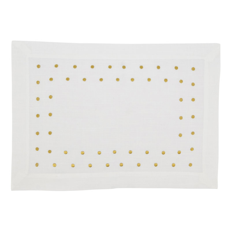 Gold Polka Dot Oblong Polyester Placemats, Set of 4