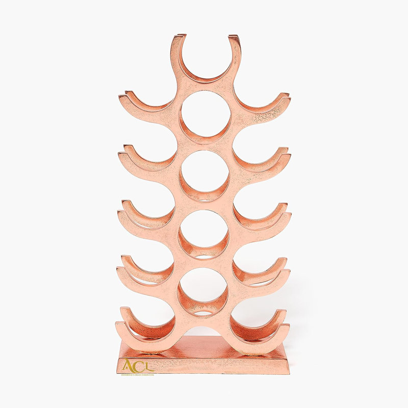 Anira 15 Bottle Tabletop Wine Bottle Rack, Rose Gold