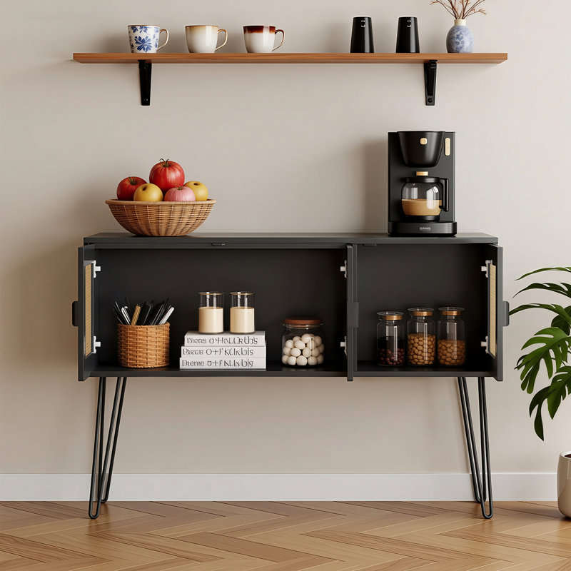 47.2" Console Table With Storage, Entryway Table, Sofa Table For Hallway, Black, Black