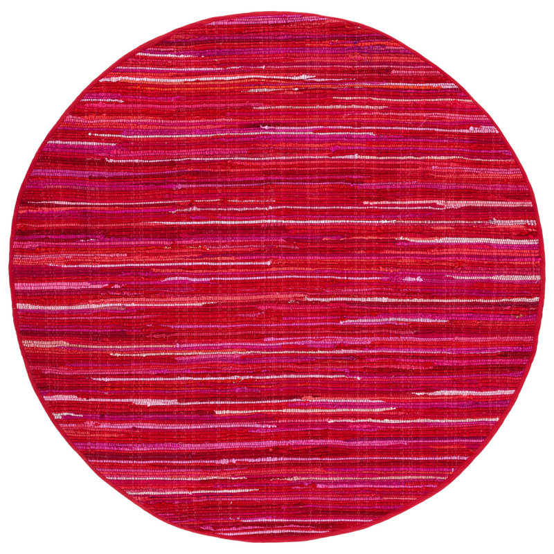 Tapis rayé en coton Nidhi, Rond 6 pi