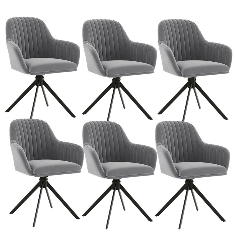 Velvet Side Chair, Grey, 6, Grey