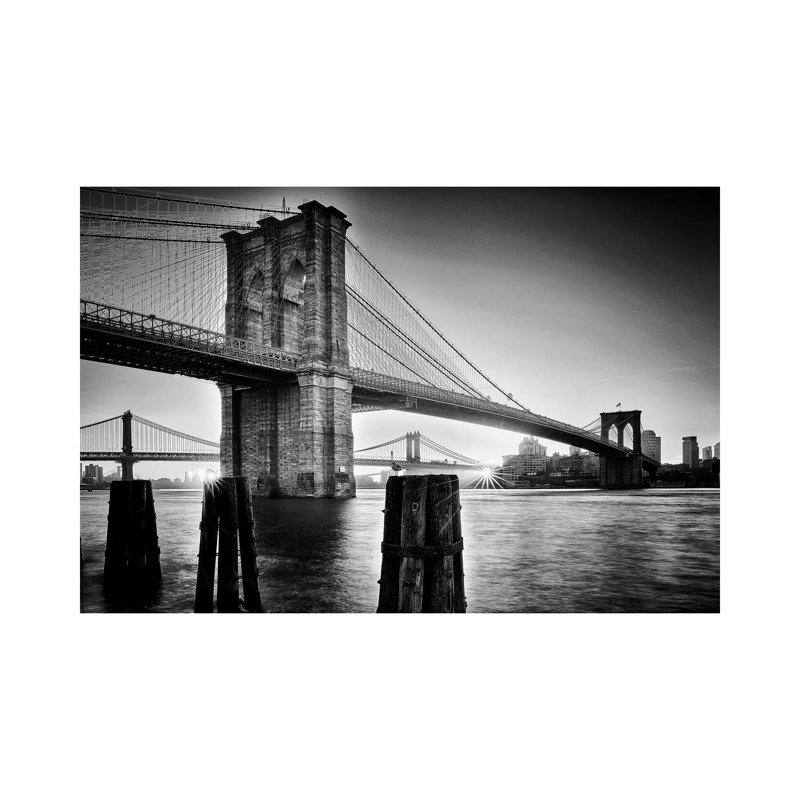 Brooklyn Bridge - Sunrise by Martin Froyda - Print on Canvas, Wrapped Canvas, 45.72cm H x 66.04cm W x 1.91cm D