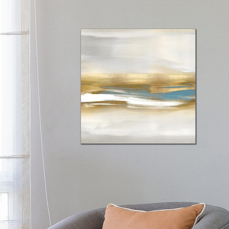Highlight Gold And Teal II by Jake Messina - Wrapped Canvas Painting, 66.04 cm H x 66.04 cm W x 3.175 cm D