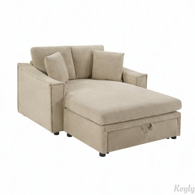 Chaise longue avec assise profonde, rangement dissimulé et coussins
