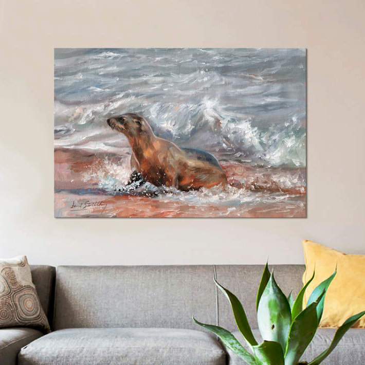 « sea lion », impression sur toile, H 8 po x l 12 po x P 0,75 po, Toile tendue, Pas de tapis