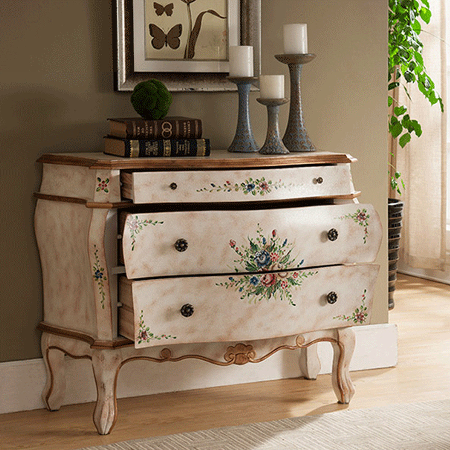 Ruthber Solutions Vintage Three-Drawer Accent Chest Hand-Painted | Wayfair