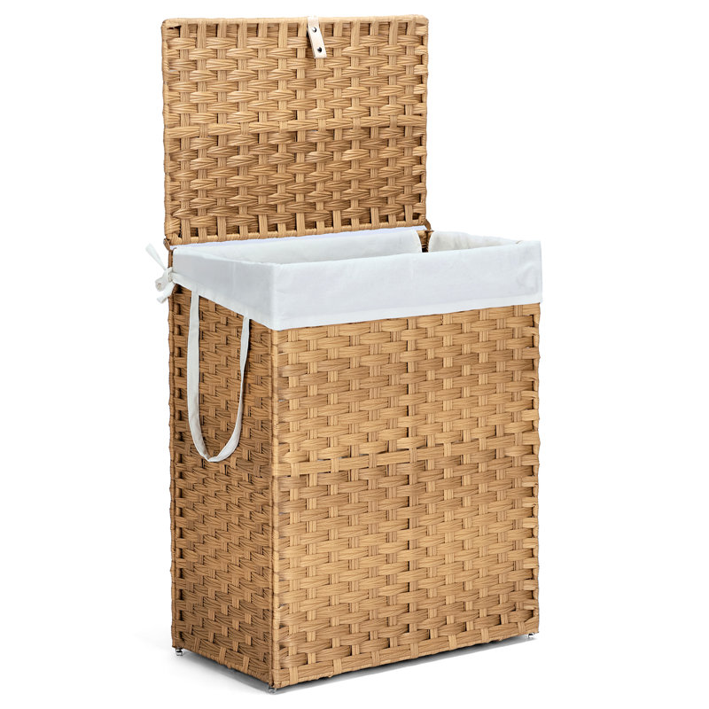 Panier à linge en rotin avec doublure amovible Comeau, Brun, H 23,6 po x l 18,1 po x P 13 po