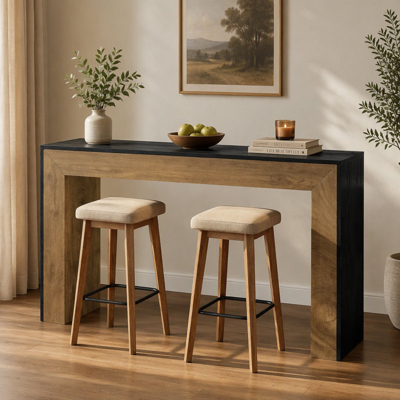 Table de bar à hauteur de comptoir de 63 po, table de salle à manger industrielle moderne avec base robuste pour bar de cuisine ou de maison