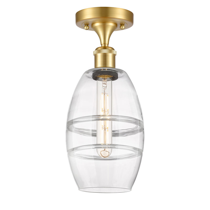 Plafonnier semi-encastré 1 lumière Ballston - Abiagael, H 9,38 po x l 5,88 po x P 5,88 po, Transparent, Noir mat
