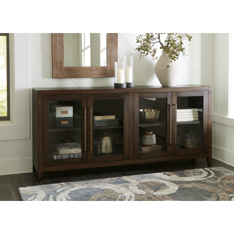 Balintmore 80" Brown Oak Veneer Accent Cabinet with Adjustable Shelving