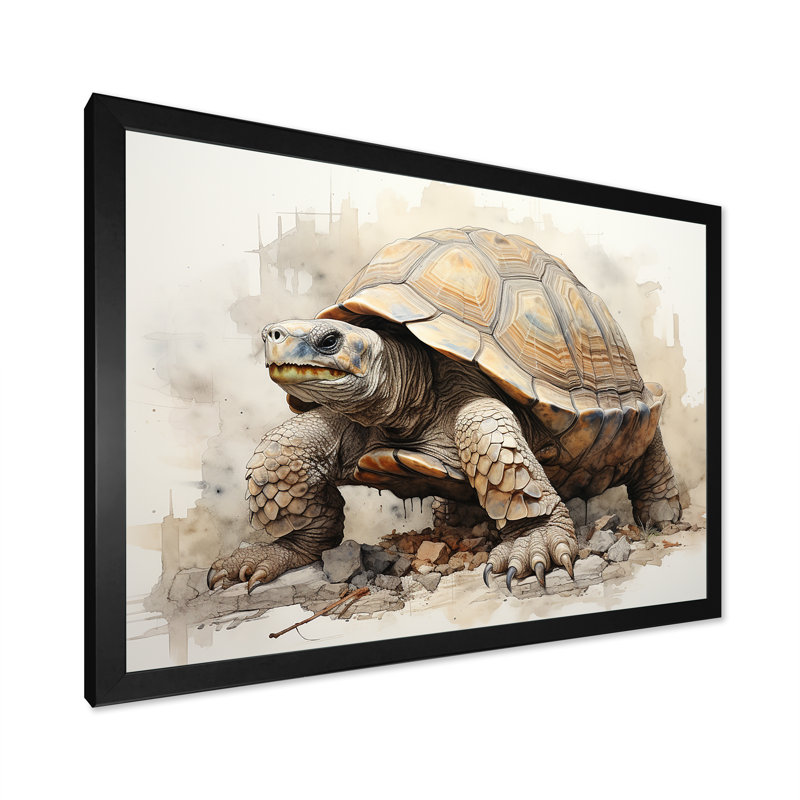 " Minimalism Turtle I ", Black Single Picture Framed, 24" H x 32" W x 1" D