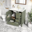 Meuble-lavabo compact avec lavabo en céramique, porte à fermeture en douceur et beaucoup de rangement - Design gris classique avec poignées dorées, assemblage facile-497849228