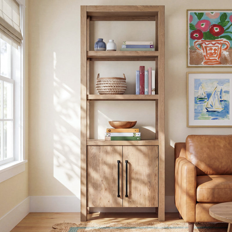 Laroche Solid and Manufactured Wood Entertainment Pier Unit with Adjustable Shelves
