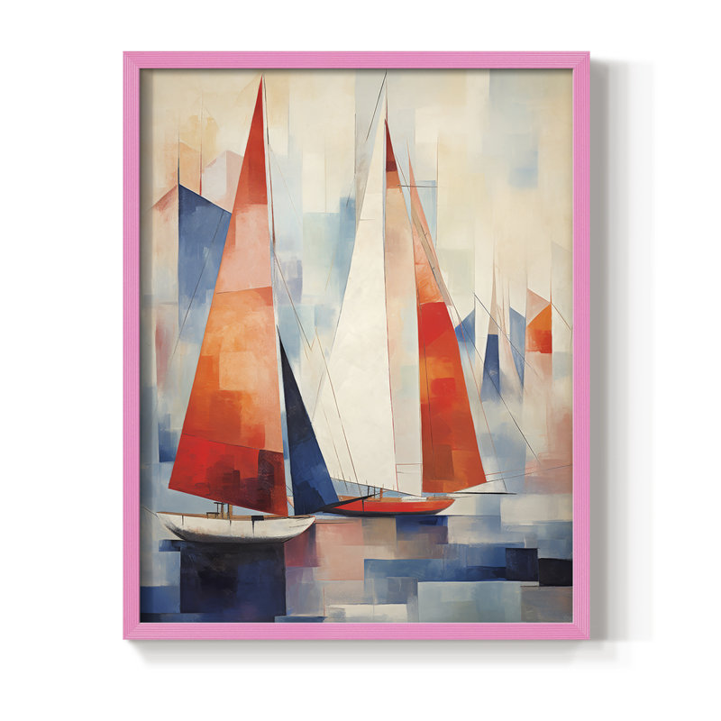 NAUTICAL Series CDxxxII, reproduction encadrée - bois massif, H 11 po x l 9 po, Rose