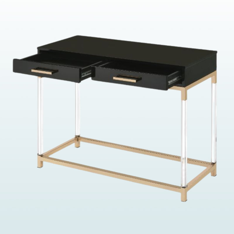Octave Sofa Table, Black & Gold Finish