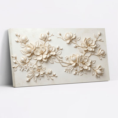 Ensemble de 1 tableau mural en relief floral sur toile