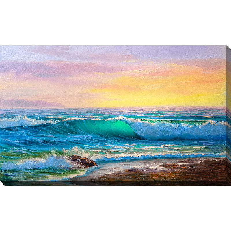 « torquoise vagues rose sky », reproduction d’impression sur toile tendue, H 18 po x l 30 po x P 1 po
