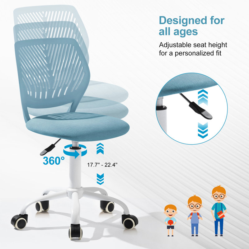 Ensemble de 2 chaises de bureau à hauteur ajustable avec roulettes, chaise de bureau pivotante avec coussin en filet