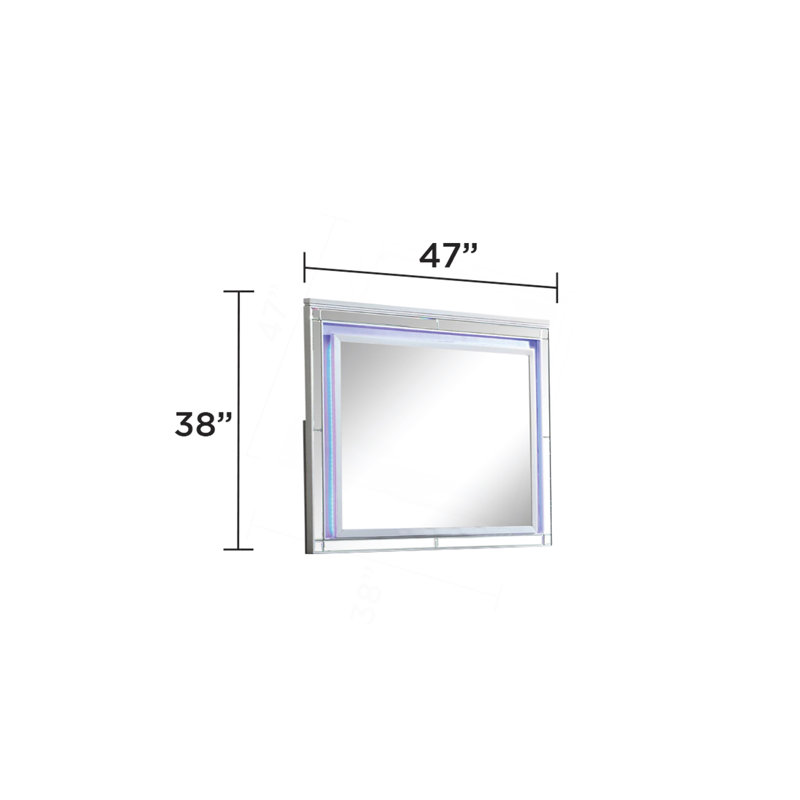 Miroir Sterling avec cadre DEL fabriqué en bois (miroir inclus seulement), Silver