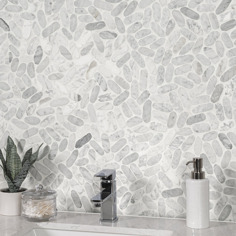 Marvella Pebble 12 in. x 12 in. Natural stone Mosaic Floor and Wall Tile, Gravelle
