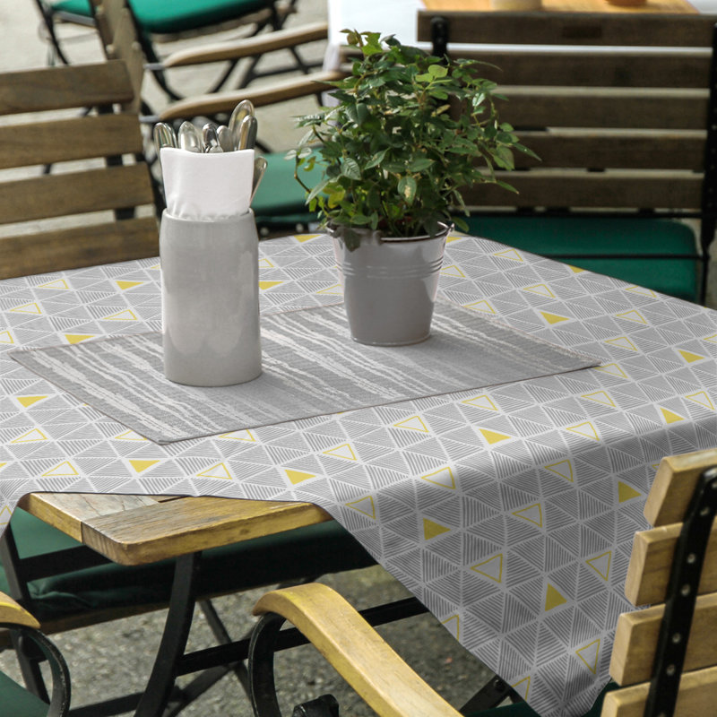 Nappe triangles dessinés à la main classiques, Gris/jaune