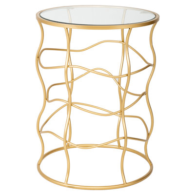 Almee Glass Top Pedestal End Table