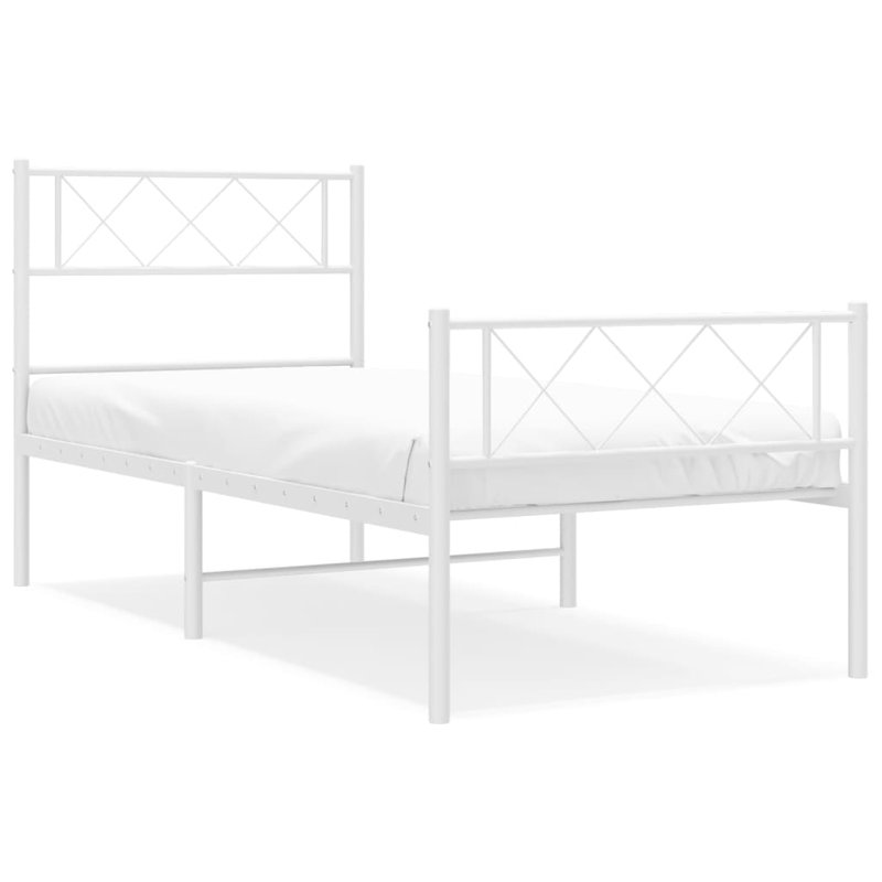 Nicodemo Metal Bed, White, 107 x 203 cm