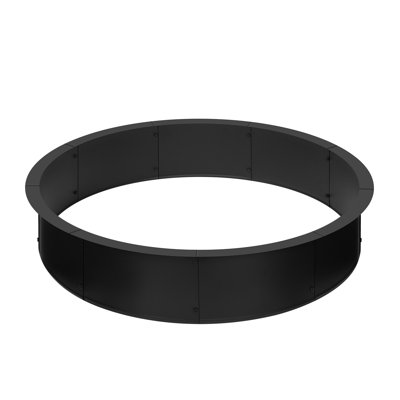 Anneau de foyer de 115 cm (45,2 po), diamètre intérieur de 106 cm (41,9 po) x hauteur de 25 cm (10 po), anneau de foyer rond en métal noir résistant à la chaleur pour terrasse extérieure, camping et feu de camp.