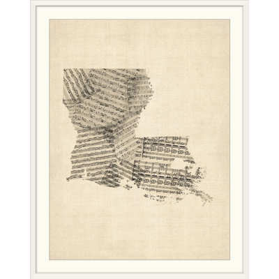 «Francy Old Part Music Map of Louisiana» par Aniesha, impression sur toile
