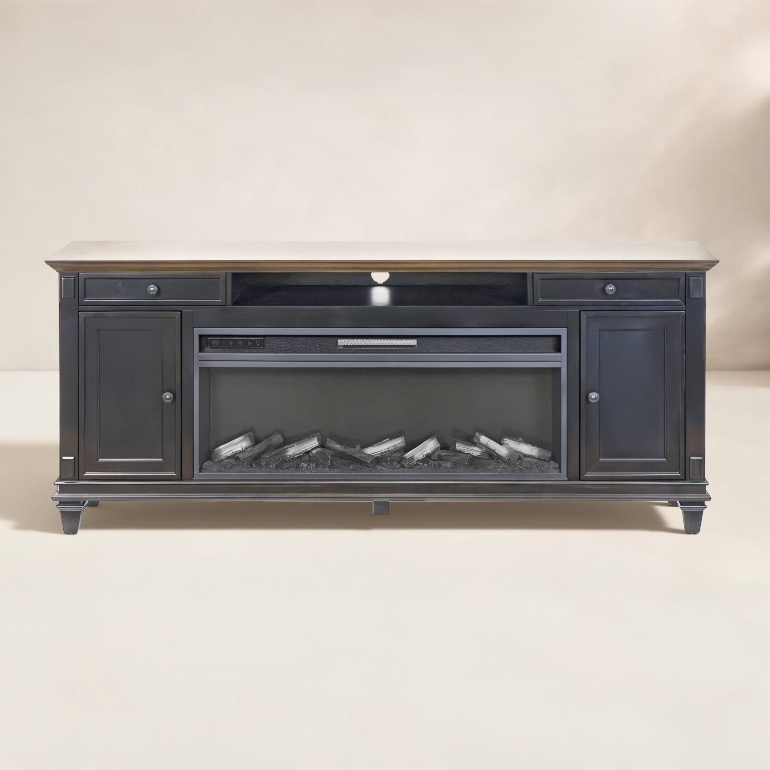 Crosby Electric Fireplace TV Stand, Black