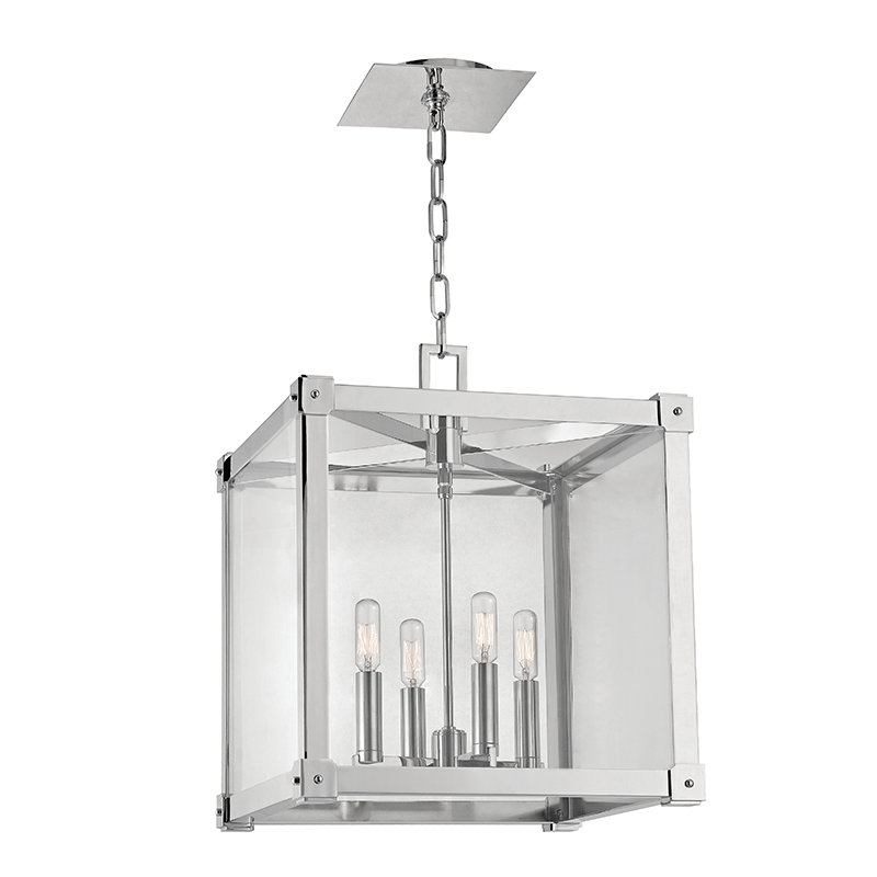 Forsyth 4 - Light Dimmable Square / Rectangle Chandelier, Polished Nickel, 19.5" H x 16.25" W x 16.25" D