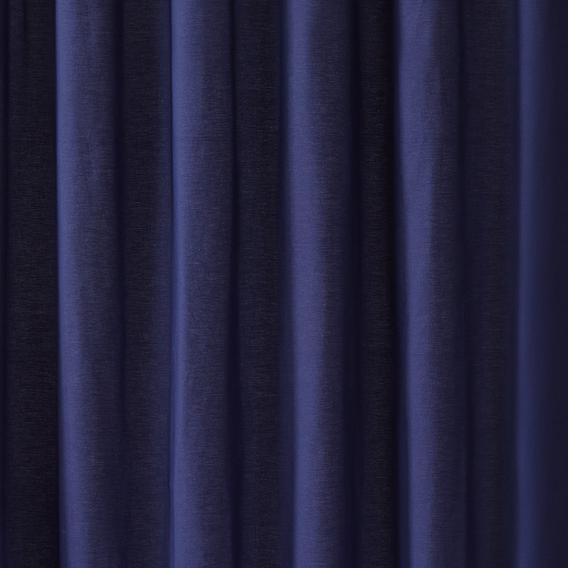 Ebern Designs Solid Cotton Percale Window Curtain Pair, 50" W x 84" L, Navy
