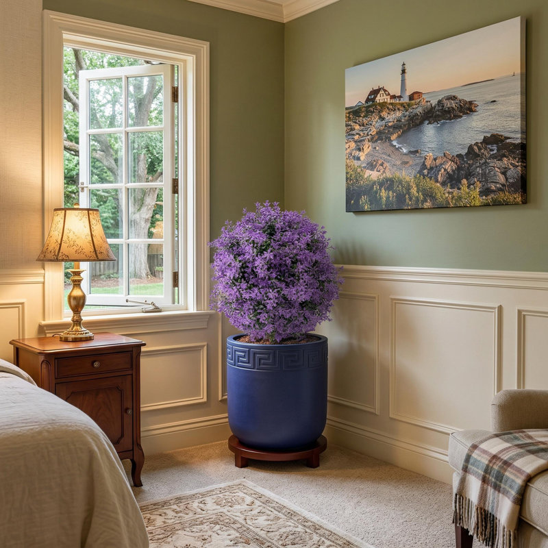 Ensemble de 2 topiaires artificiels avec piquet pour l'intérieur et l'extérieur, H 23,62 po x l 15,75 po, Violet