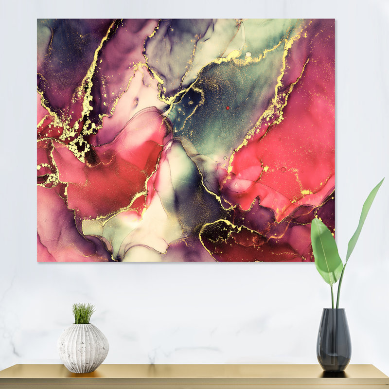 «Red Luxury Abstract Fluid Art II», reproduction sur toile, H 34 po x l 44 po x P 1,5 po, Toile tendue