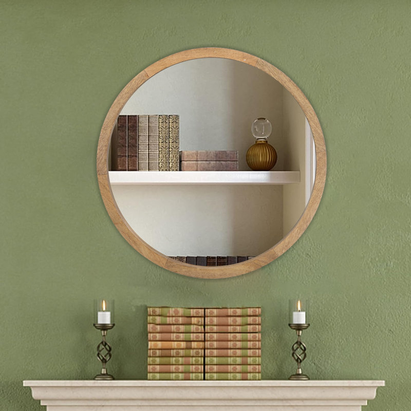 Ilmo Round Wall Mirror, Light Brown