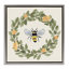 «Bee Celebration Wreath», art mural encadré sur toile flottante brune, design par Lucille Price