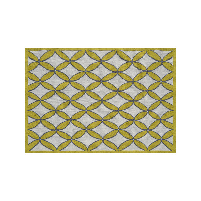 Hand Hooked Geometric Indoor Rug, Rectangle 7' x 10'