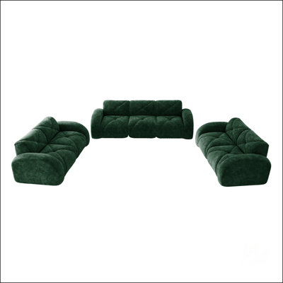 Sofa Set With Oversized Comfy Couch, Soft Velvet Fabric, High Density Sponge, No Assembly Required