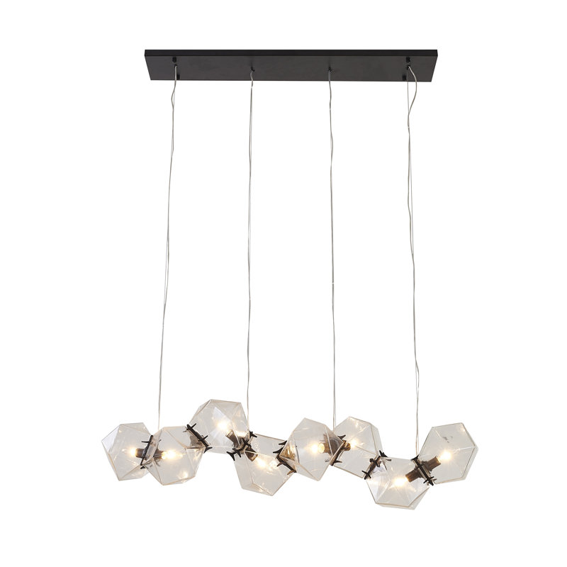 Lustre en verre linéaire moderne 8 lumières
