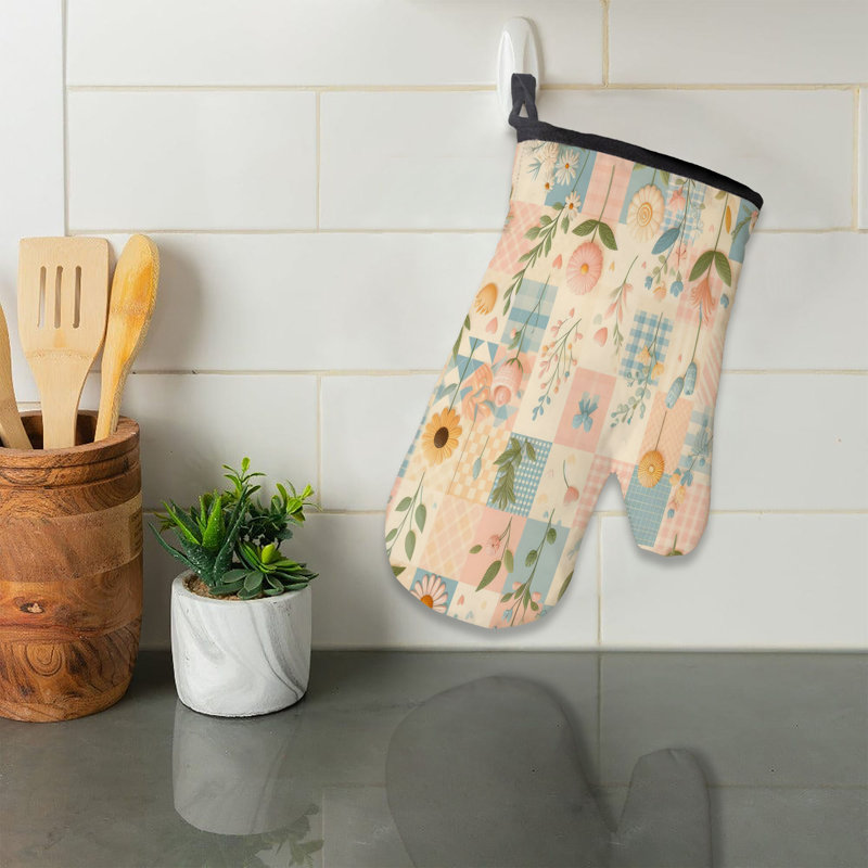 Gingham Mix Oven Mitt Cotton Twill