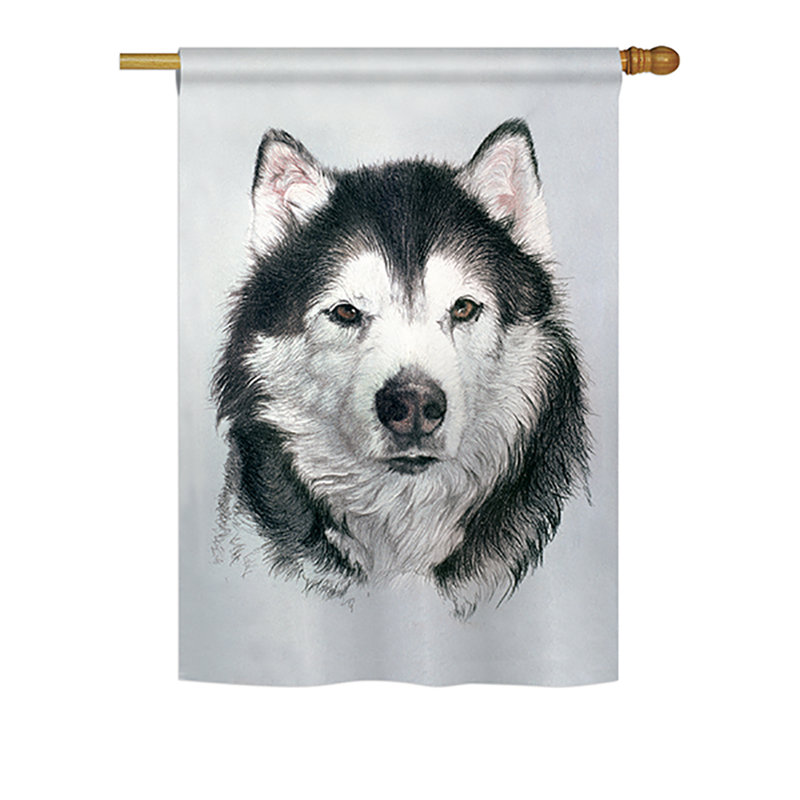 Husky nature quotidienne animaux à 2 côtés polyester 40 x 28 po drapeau maison