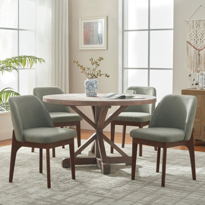 Bason 19.5" H Polyester Upholstered Dining Chairs (Set Of 4)