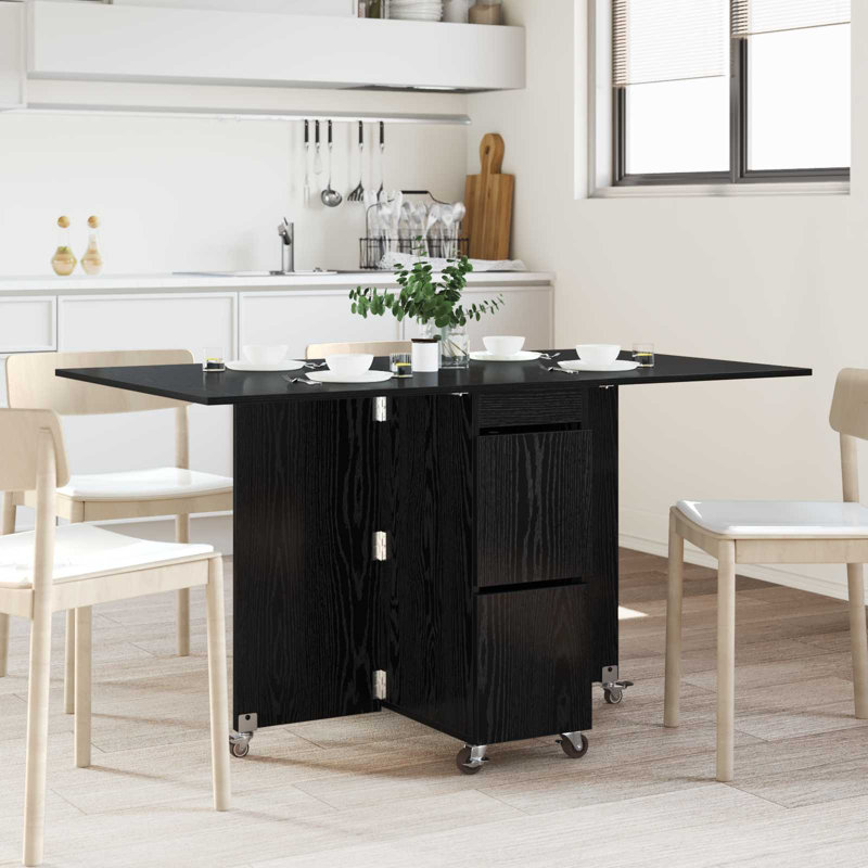 Extendable Dining Table, Black Oak