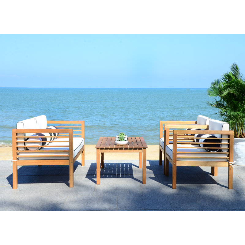 Barcelona Coastal Chic 4-Person Black & White Outdoor Seating Set