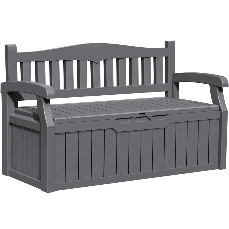 80 Gallon Storage Bench for Patio Furniture, Porch Decor and Outdoor Seating, Gray