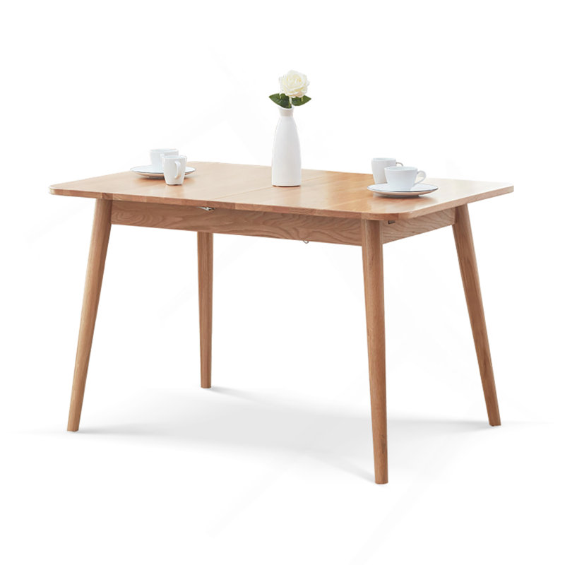 Table de coin télescopique en chêne naturel massif 1,2-1,6M pour 6 à 8 personnes