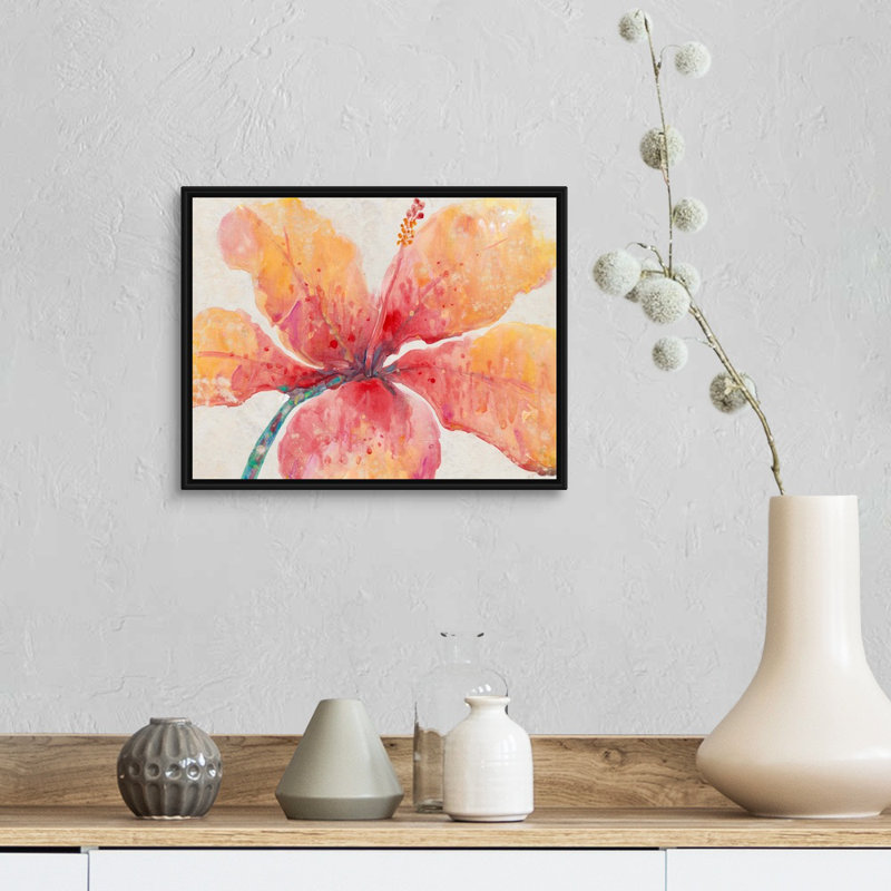 Art mural sur toile Blooming Hibiscus, Toile avec cadre noir, H 11 po x l 14 po x P 1,75 po