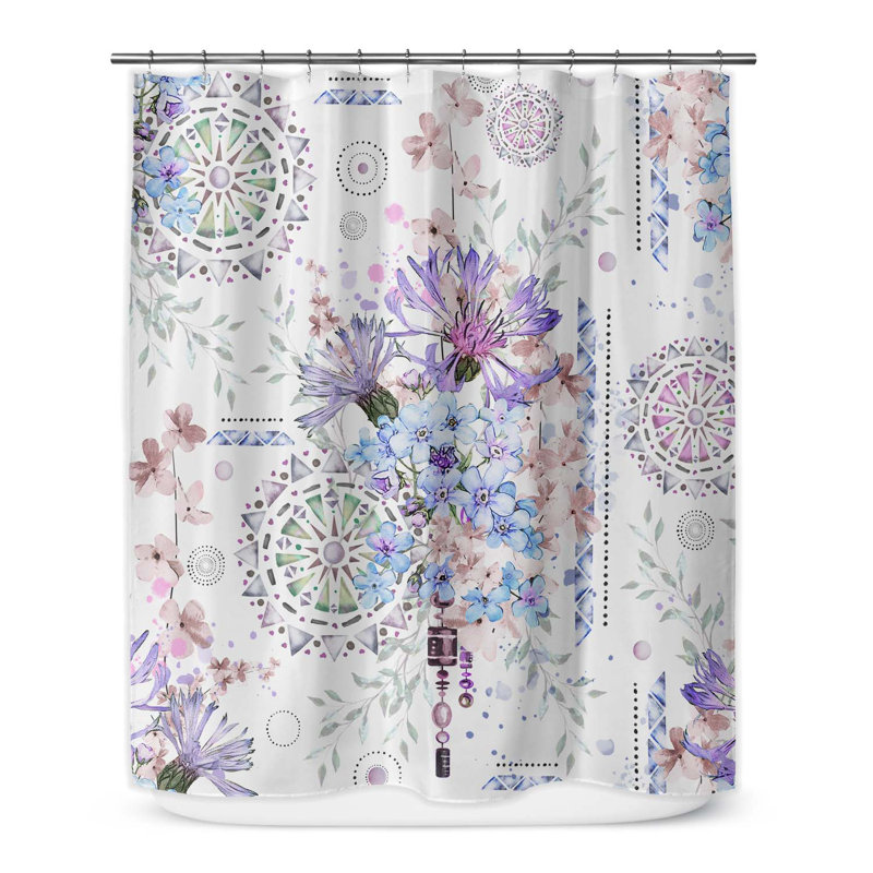 Blue Dream Floral Shower Curtain, 70" H x 71" W